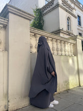 Load image into Gallery viewer, Two Piece Jilbab - Prayer set - Crepe - Dark grey