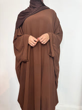 Load image into Gallery viewer, Butterfly crepe abaya with large sleeve
